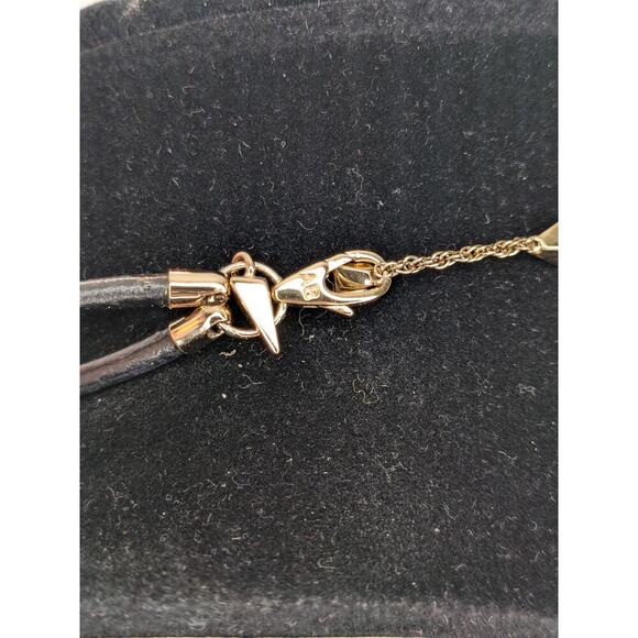 ALEXIS BITTAR REVERSIBLE TIE NECKLACE GOLD WITH BLACK ADJUSTABLE CORD 19" - Picture 3 of 5